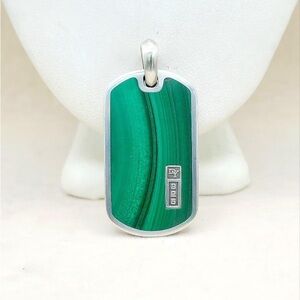 David Yurman Large Dog Tag Pendant With Malachite